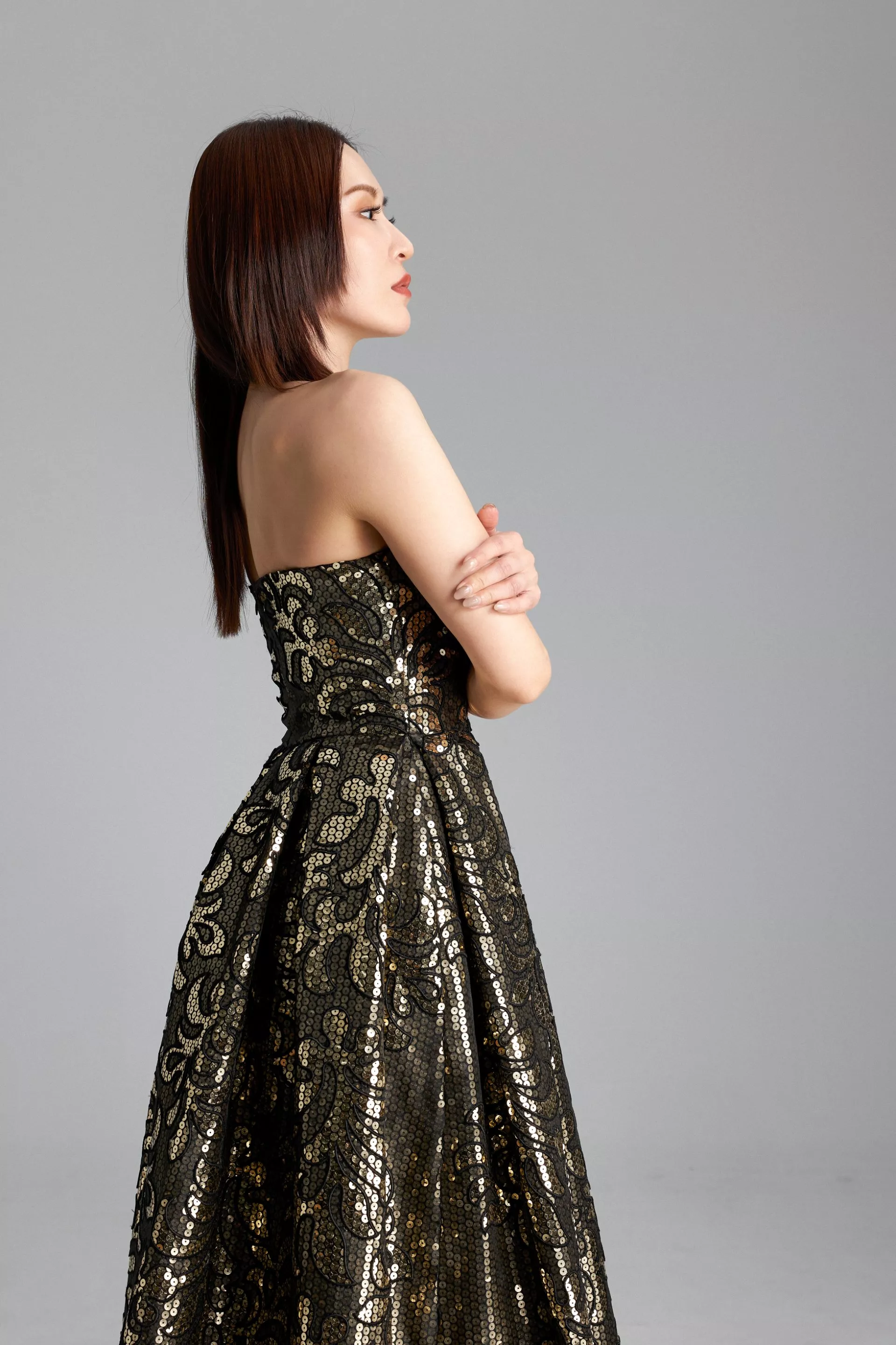 23棚拍黑金亮片雕花晚宴禮服-0005-S/S2023Editorial