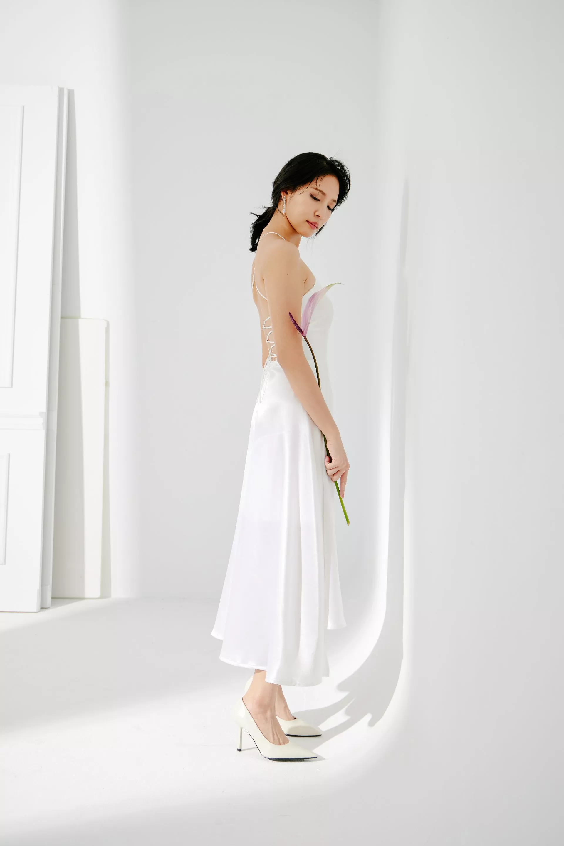 削肩後綁帶前短後長小禮服-2-2024Collection