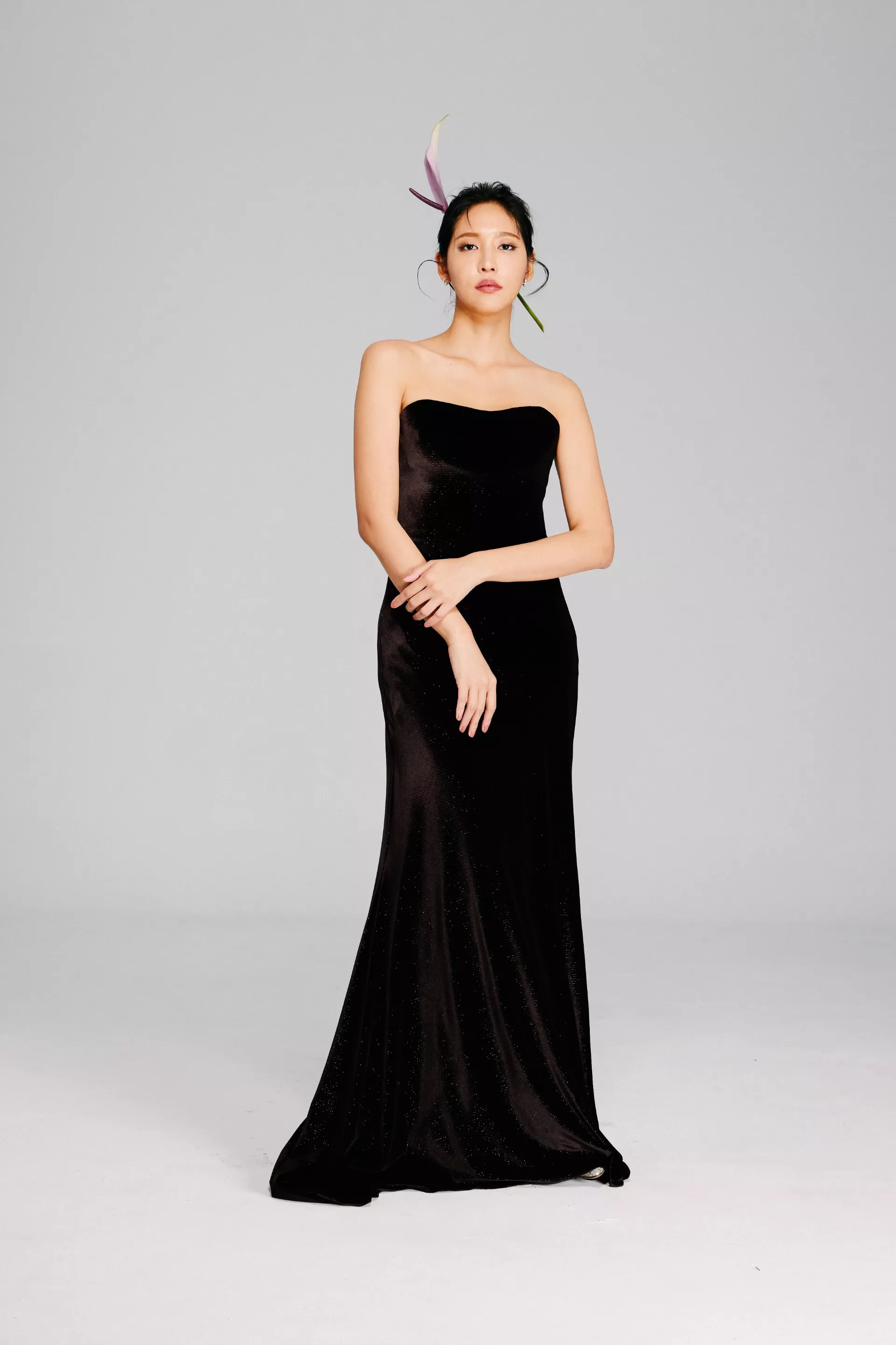 平口微光閃亮絨布晚禮服-1-2024Collection